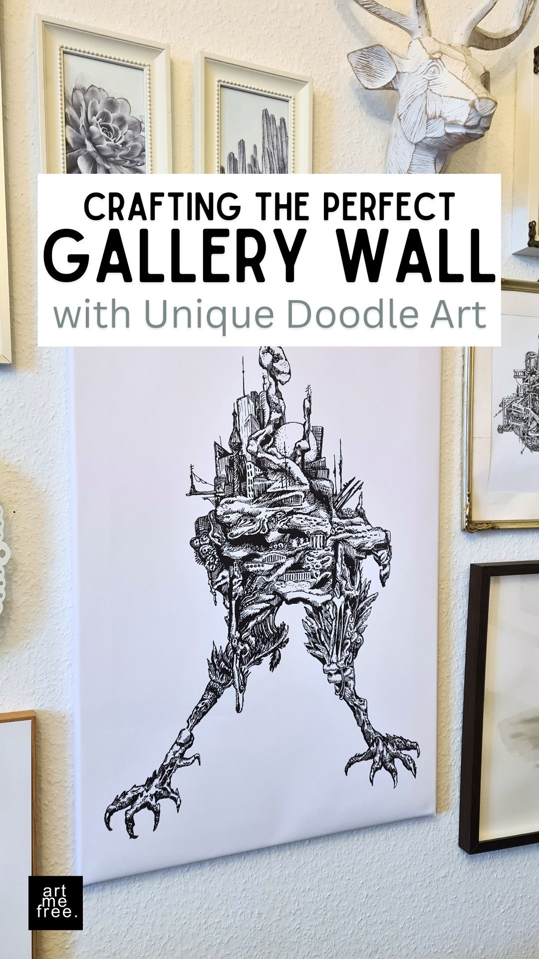 gallery wall with doodle art