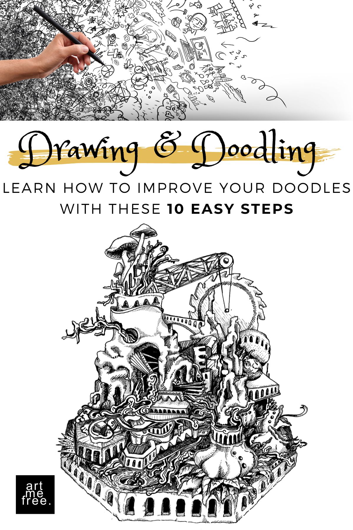 Creative doodle techniques to improve your drawing skills, with drawing ideas and inspiration to add depth to your art.