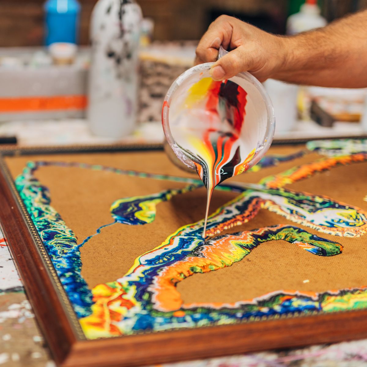 Creation of acrylic pour painting