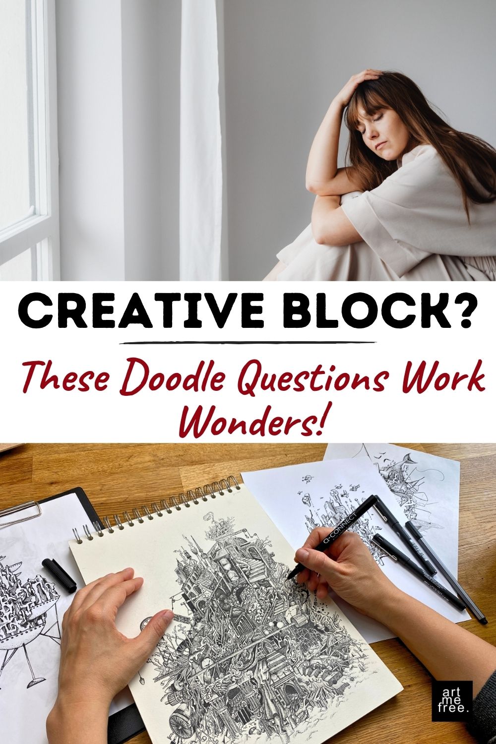 Overcoming creative block with doodle questions