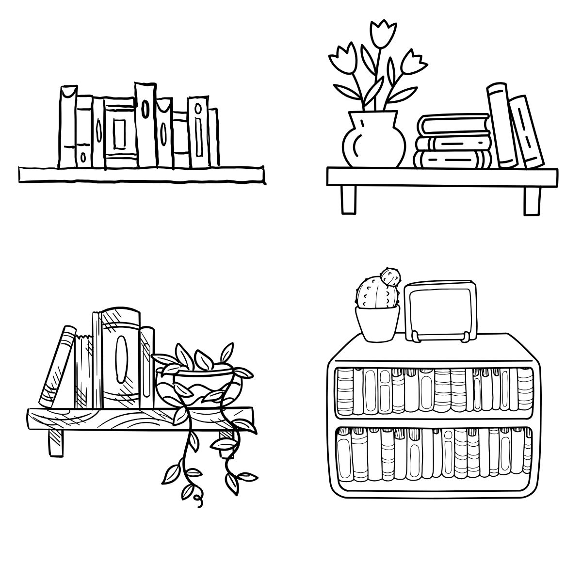 small doodle ideas bookshelfs
