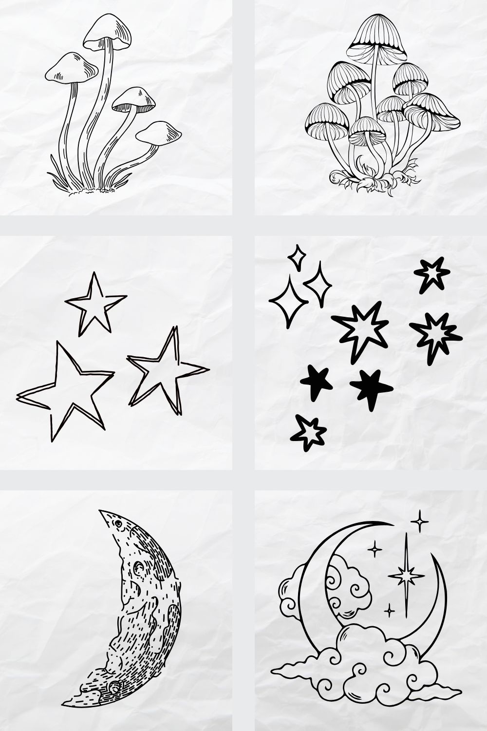 easy star and moon doodles