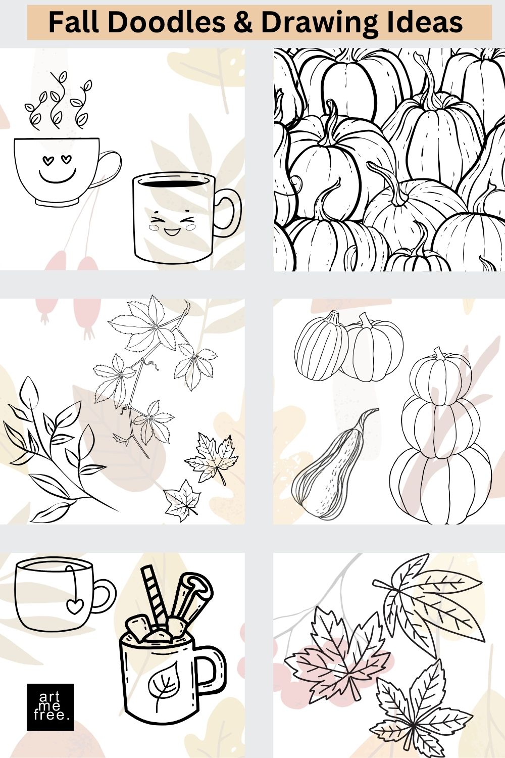 fall doodles step by step
