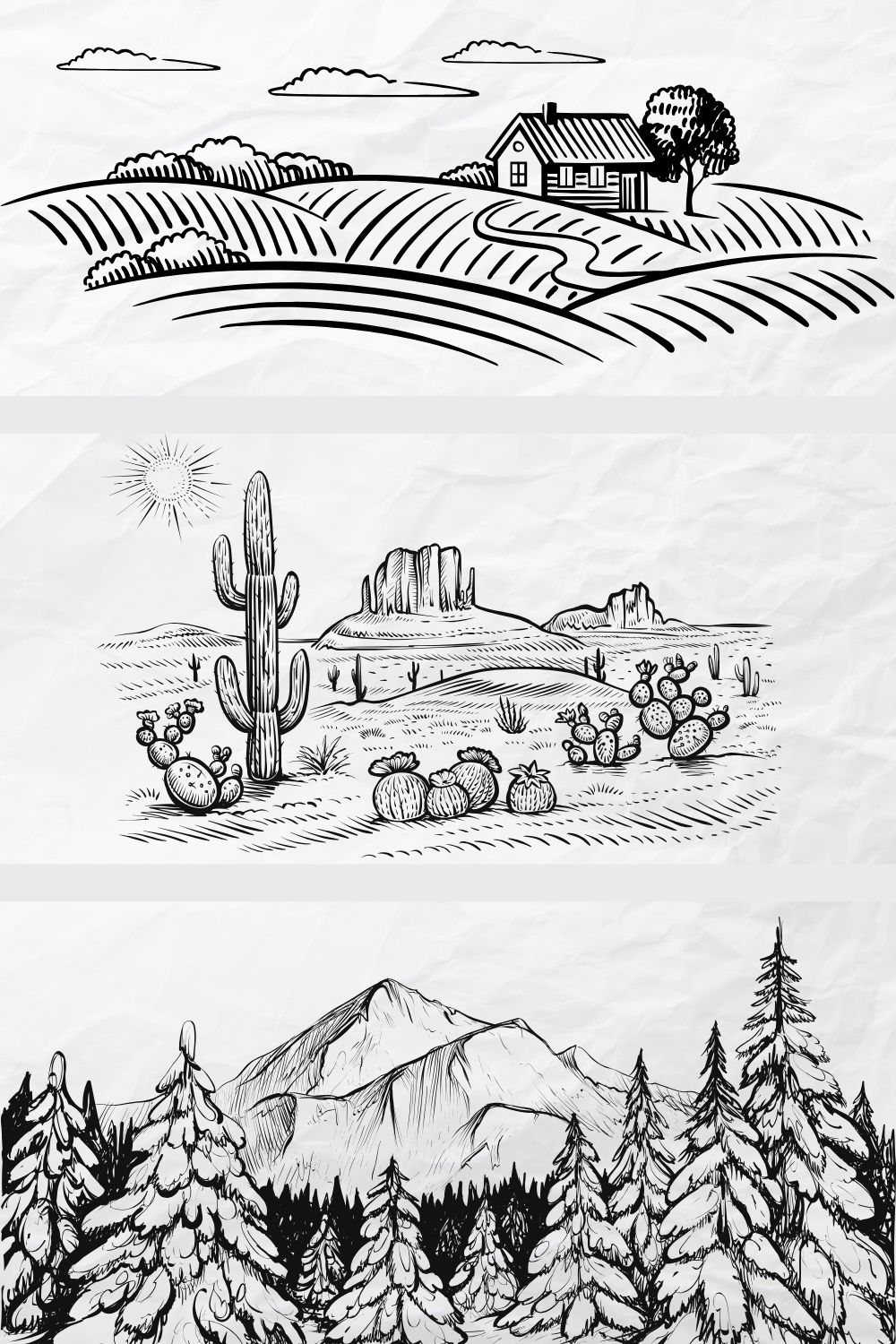 easy landscape doodles and sketches
