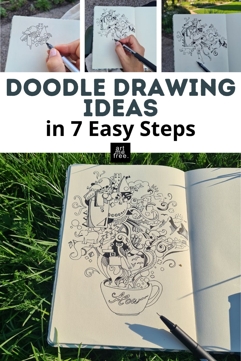 7 step doodle drawing idea
