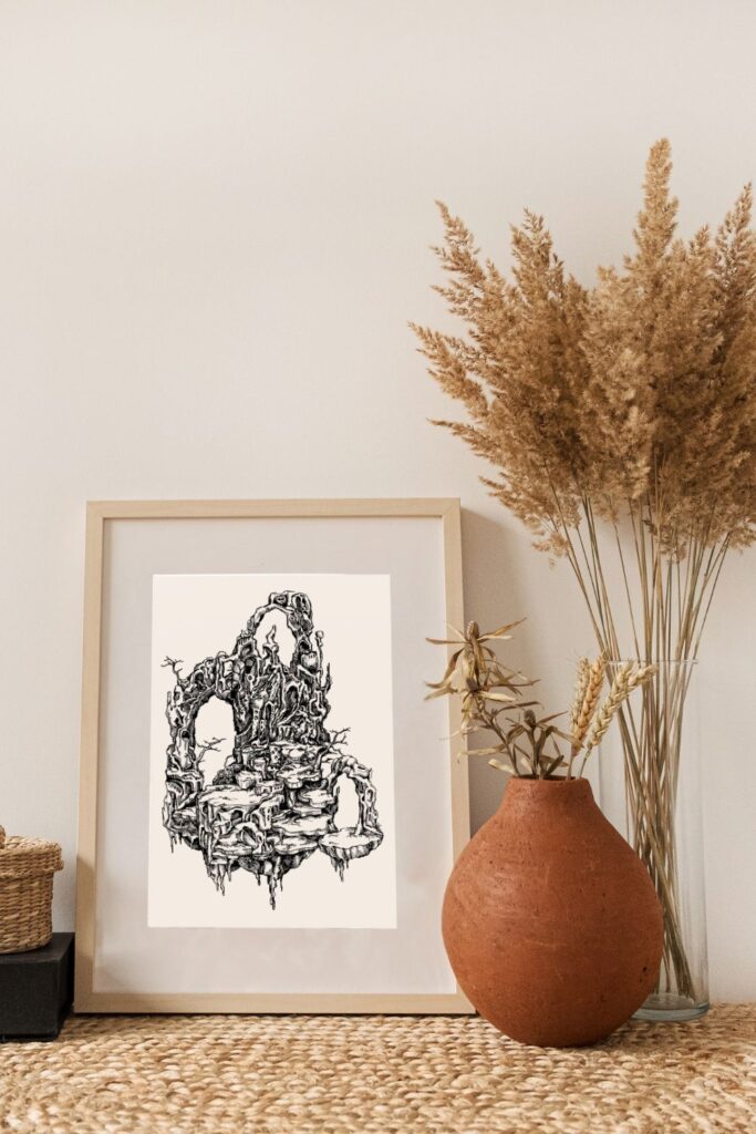 doodle art with dried grasses styled for dall