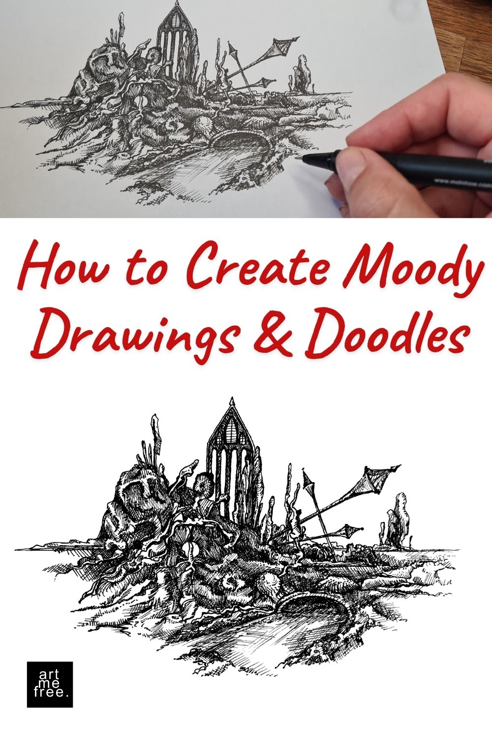 create moody drawings and doodles for halloween