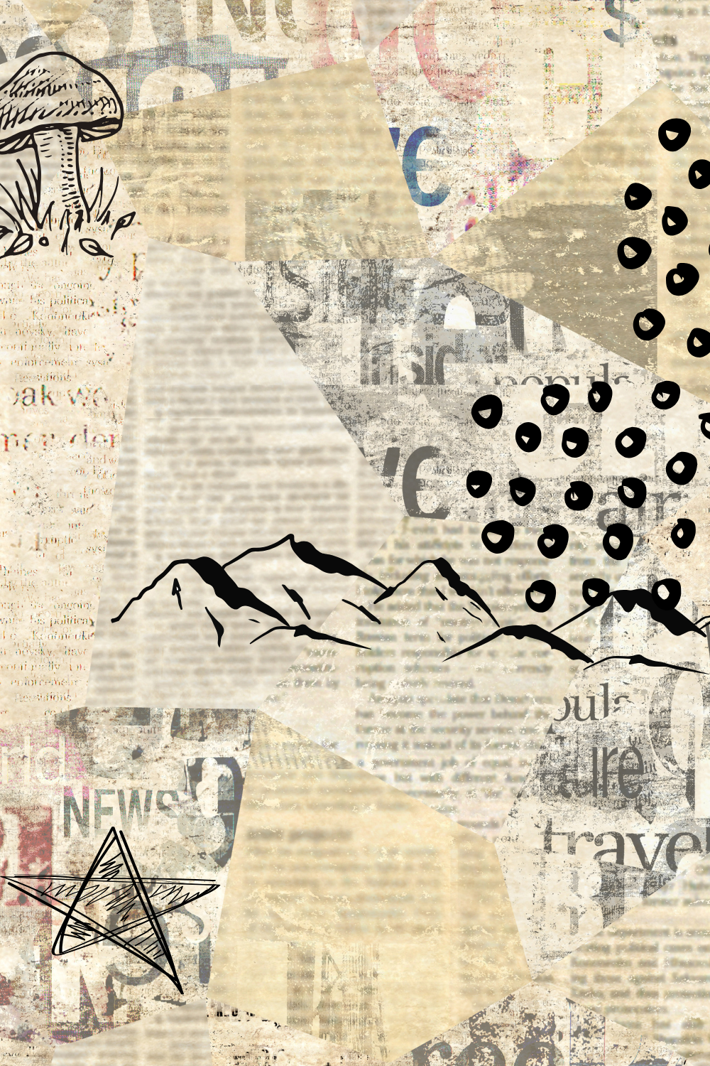 doodle art with newspaper