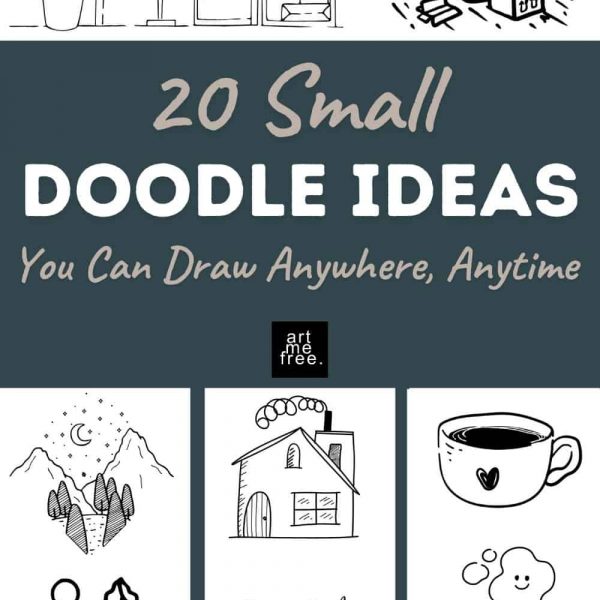 Hand-drawn small doodles scattered on sticky notes and sketchbook pages—perfect for quick creative inspiration.